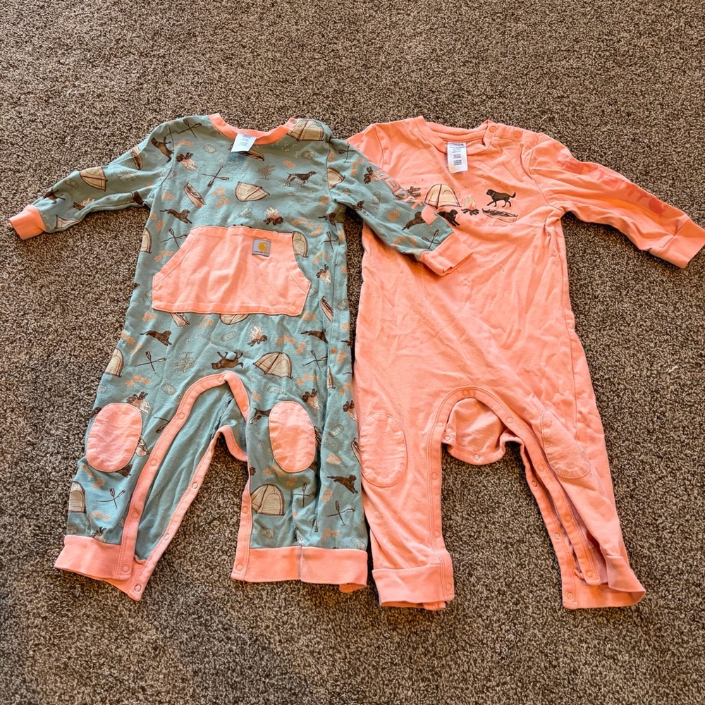 Carhartt Pink Baby Romper with Camping Print